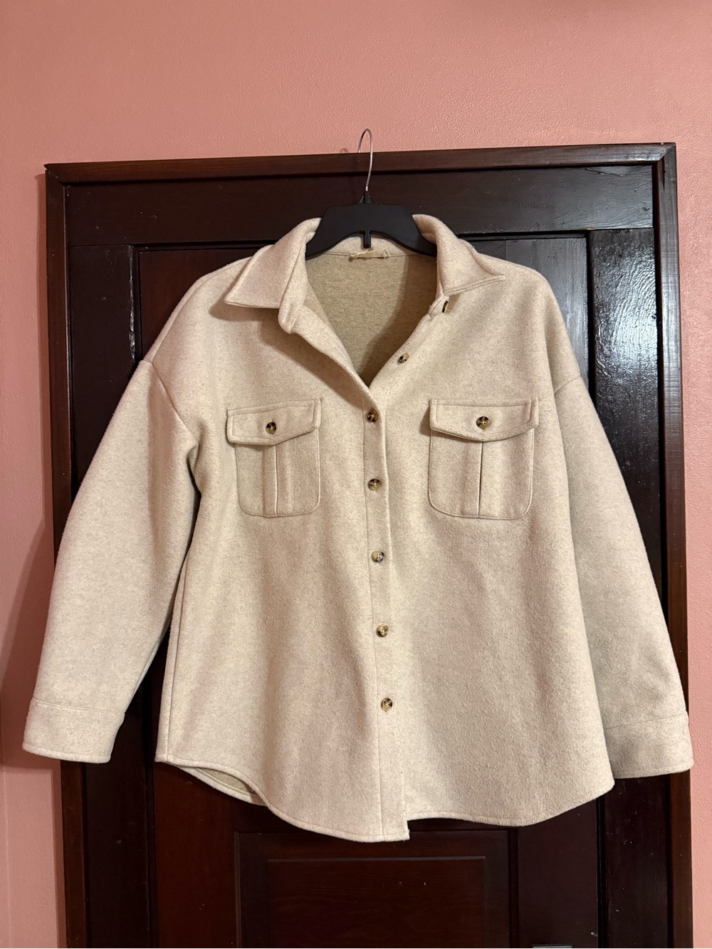 Altar'd State Cream Button-Front Shacket
